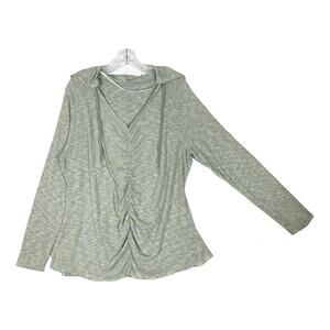 CALVIN KLEIN Hoodie Womens 3X Plus Size Performance Heathered Ruched Lettuce Hem